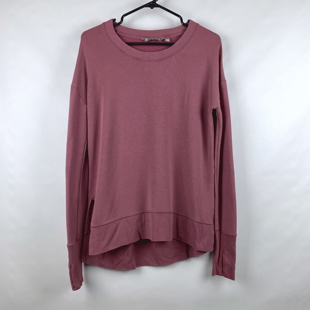 Athleta Coaster Luxe Sweatshirt XS Mauve High Low Nirvana Pullover Thumbholes